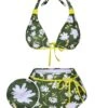[Pre-Sale] Dark Green 1940s Halter Bow Floral Swimsuit -Women's Fashion Sales SCXL000329 01 compressed