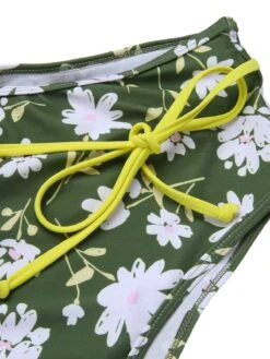 [Pre-Sale] Dark Green 1940s Halter Bow Floral Swimsuit -Women's Fashion Sales SCXL000329 5 compressed