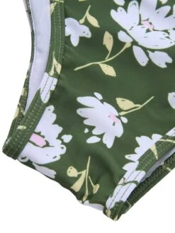 [Pre-Sale] Dark Green 1940s Halter Bow Floral Swimsuit -Women's Fashion Sales SCXL000329 6 compressed