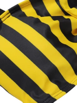 Yellow & Black 1970s Striped Bow Halter Swimsuit -Women's Fashion Sales SCXL000330 4