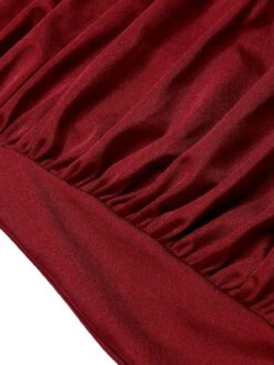 [Pre-Sale] Red 1950s Solid Gathered Halter Swimsuit -Women's Fashion Sales SCXL000340 4