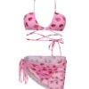 Pink 1950s Strawberry Waist Tie Halter Bikini Set -Women's Fashion Sales SCXL000362 4
