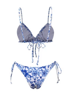 Blue & White 1950s Porcelain Strappy Bikini -Women's Fashion Sales SCXL000392 3