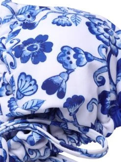 Blue & White 1950s Porcelain Strappy Bikini -Women's Fashion Sales SCXL000392 4
