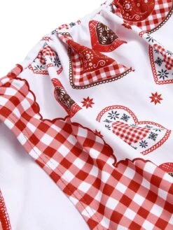 Red 1950s Halter Heart Plaids Swimsuit -Women's Fashion Sales SCXL000406 6 compressed