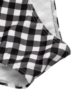 Black 1940s Plaid Halter Swimsuit -Women's Fashion Sales SCXL000407 6