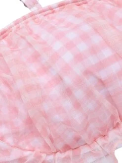 [Pre-Sale] Pink 1940s Spaghetti Strap Mesh Plaids Swimsuit -Women's Fashion Sales SCXL000409 4 compressed