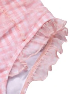 [Pre-Sale] Pink 1940s Spaghetti Strap Mesh Plaids Swimsuit -Women's Fashion Sales SCXL000409 5 compressed