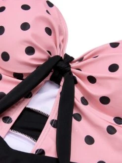 Pink 1950s Halter Polka Dots One-Piece Swimsuit -Women's Fashion Sales SCXL000412 5 compressed