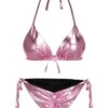 [Pre-Sale] Pink 1970s Metallic 3D Heart Swimsuit -Women's Fashion Sales SCXL000427 1