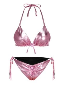 [Pre-Sale] Pink 1970s Metallic 3D Heart Swimsuit