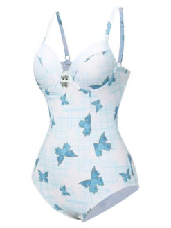 [Pre-Sale] Multicolor 1970s Butterfly Bow Strap Swimsuit -Women's Fashion Sales SCXL000439 2
