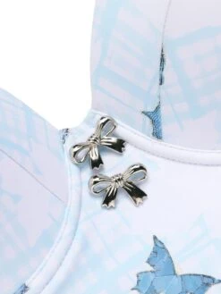 [Pre-Sale] Multicolor 1970s Butterfly Bow Strap Swimsuit -Women's Fashion Sales SCXL000439 4