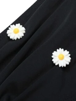 [Pre-Sale] Black 1950s Daisy Cross Strap Swimsuit -Women's Fashion Sales SCXL000442 5 compressed