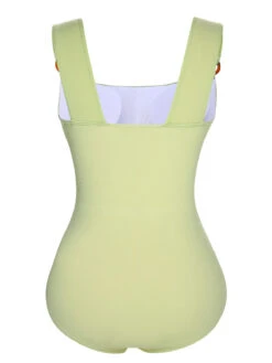 Green 1950s Solid Waist Cutout Ring Swimsuit -Women's Fashion Sales SCXL000445 3
