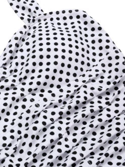 White 1940s Polka Dot Halter Skirted Swimsuit -Women's Fashion Sales SCXL000455 4