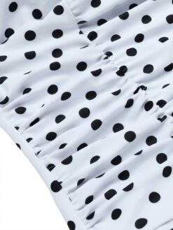 [Pre-Sale] White 1950s Spaghetti Strap Polka Dots Swimsuit -Women's Fashion Sales SCXL000506 4 compressed