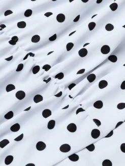 [Pre-Sale] White 1950s Spaghetti Strap Polka Dots Swimsuit -Women's Fashion Sales SCXL000506 5 compressed