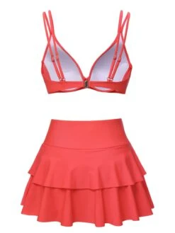 1950s Solid Suspender Skirt Swimsuit -Women's Fashion Sales SCXL000512 3