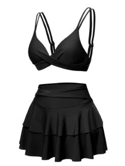 1950s Solid Suspender Skirt Swimsuit -Women's Fashion Sales SCXL000512 6