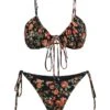 1950s Floral Lace-Up Spaghetti Strap Bikini Set -Women's Fashion Sales SCXL000525 1
