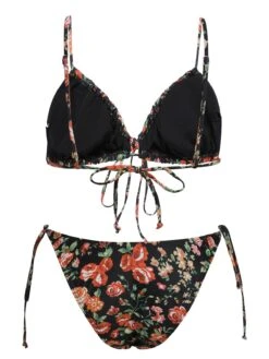 1950s Floral Lace-Up Spaghetti Strap Bikini Set 8 1950s Floral Lace-Up Spaghetti Strap Bikini Set -Women's Fashion Sales SCXL000525 3