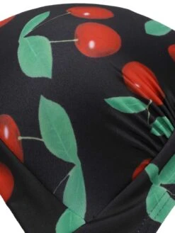 Black 1960s Halter Cherry Swimsuit -Women's Fashion Sales SCXL000544 4 compressed