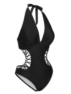 1930s Halter V-Neck Hollow One-Piece Swimsuit -Women's Fashion Sales SCXL000550 10 compressed