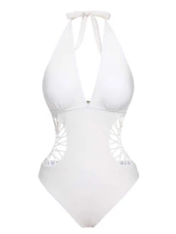 1930s Halter V-Neck Hollow One-Piece Swimsuit -Women's Fashion Sales SCXL000550 1 compressed