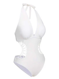 1930s Halter V-Neck Hollow One-Piece Swimsuit -Women's Fashion Sales SCXL000550 2 compressed