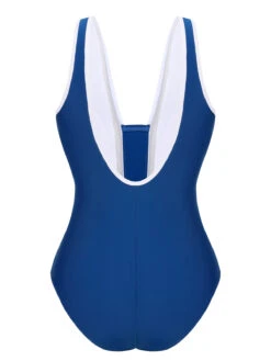 Blue 1930s Strap One-Piece Swimsuit -Women's Fashion Sales SCXL000552 3