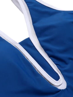 Blue 1930s Strap One-Piece Swimsuit -Women's Fashion Sales SCXL000552 4