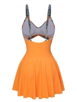 Multicolor 1960s Print Spaghetti Strap Swimsuit -Women's Fashion Sales SCXL000559 1 3 compressed