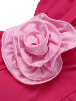 Rose Red 1930s 3D Rose Off Shoulder Swimsuit 9 Rose Red 1930s 3D Rose Off Shoulder Swimsuit -Women's Fashion Sales SCXL000567 1 4