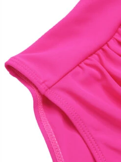 Pink 1940s Solid Wrinkle Strap Swimsuit -Women's Fashion Sales SCXL000571 4