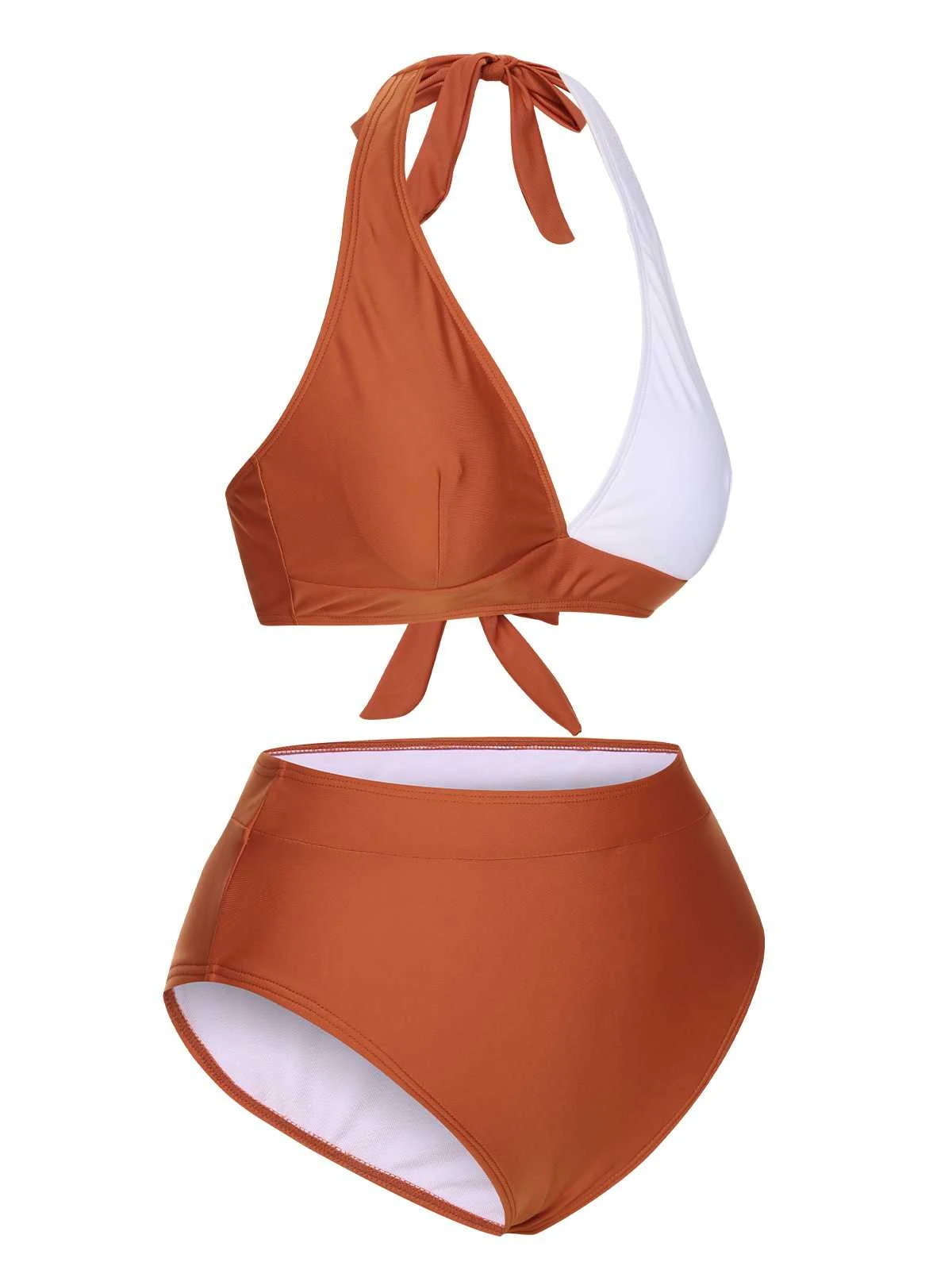 Red 1930s Halter Contrast Swimsuit 4 Red 1930s Halter Contrast Swimsuit - Image 2