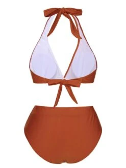 Red 1930s Halter Contrast Swimsuit 8 Red 1930s Halter Contrast Swimsuit -Women's Fashion Sales SCXL000585 1 3 compressed