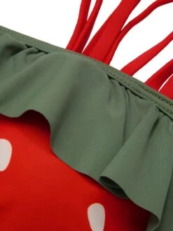 [Plus Size] Red 1950s Strawberry Ruffle Strap Swimsuit -Women's Fashion Sales SCXL000589 4