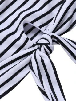 1970s Striped Waist Tie Floral Swimsuit -Women's Fashion Sales SCXL000605 4