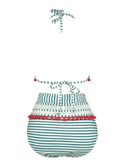 1970s Fur Ball Pendant Tassel Striped Swimsuit 16 1970s Fur Ball Pendant Tassel Striped Swimsuit -Women's Fashion Sales SCXL000614 G 3