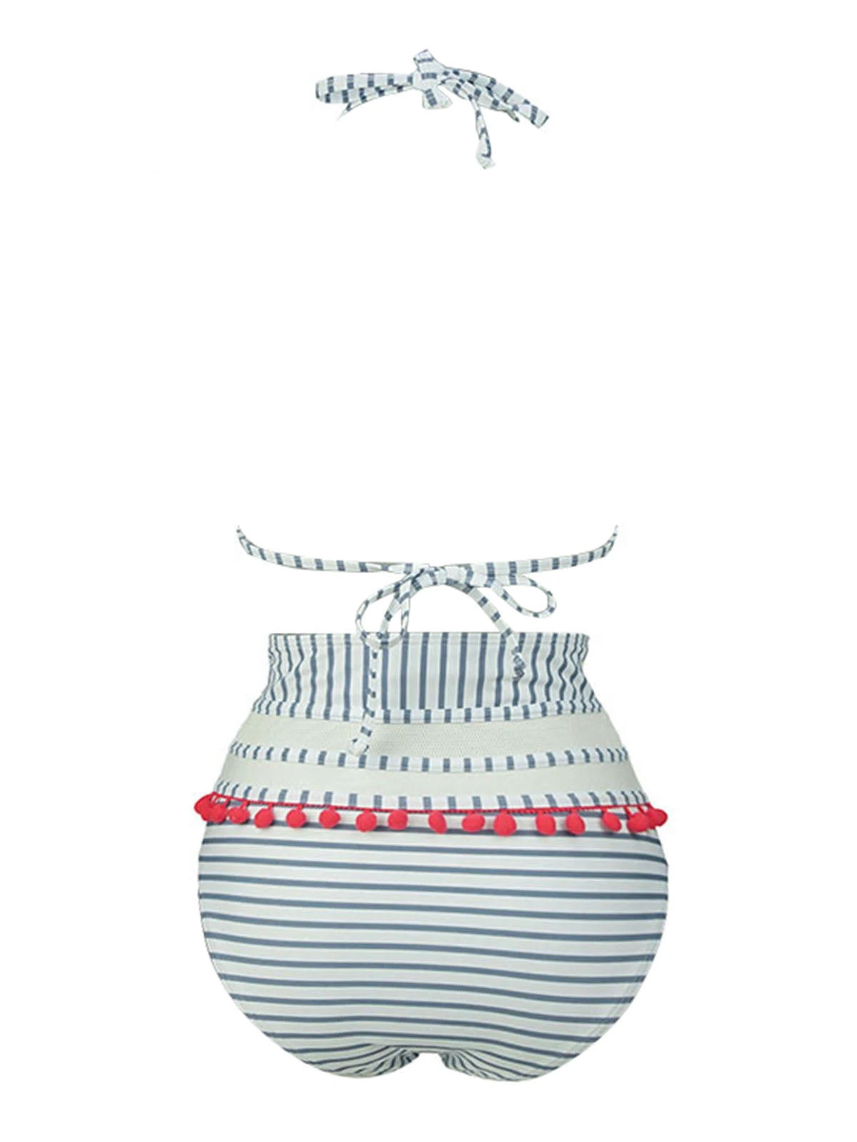 1970s Fur Ball Pendant Tassel Striped Swimsuit 11 1970s Fur Ball Pendant Tassel Striped Swimsuit - Image 9