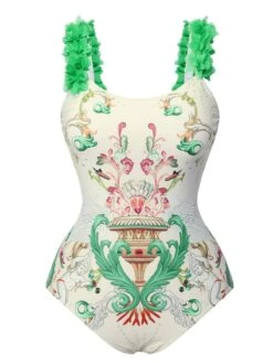 Multicolor 1950s 3D-Flowers Spaghetti Straps Swimsuit -Women's Fashion Sales SCXL000624 11