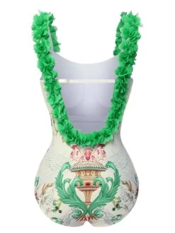 Multicolor 1950s 3D-Flowers Spaghetti Straps Swimsuit -Women's Fashion Sales SCXL000624 13