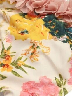 Pink 1950s 3D Lace Floral One-Shoulder Swimsuit -Women's Fashion Sales SCXL000625 6