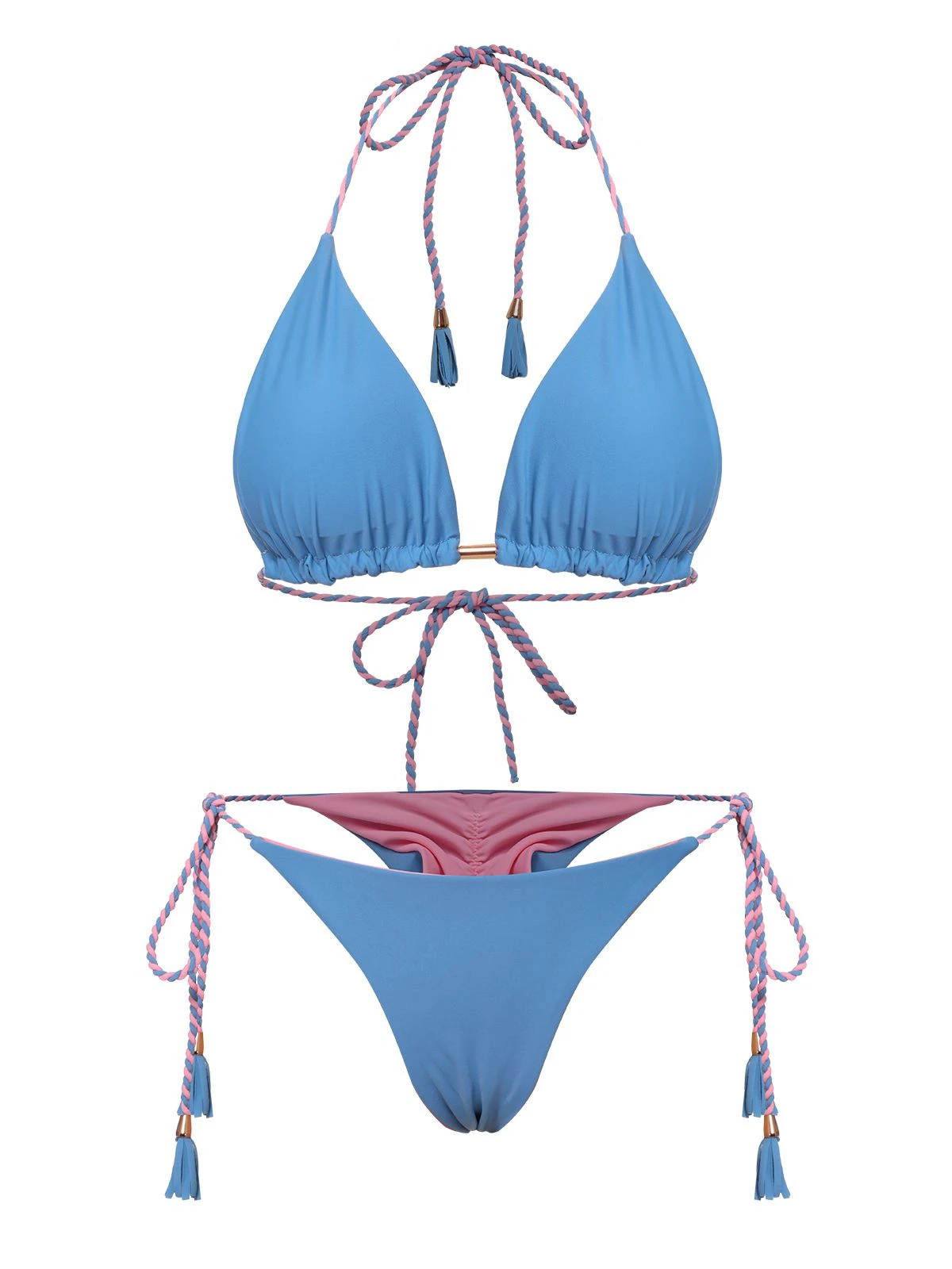 1950s Tie Back Backless Braided Bikini Set 2 1950s Tie Back Backless Braided Bikini Set