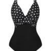 Black 1930s Polka Dots One-Piece Swimsuit -Women's Fashion Sales SCXL000645 1 1