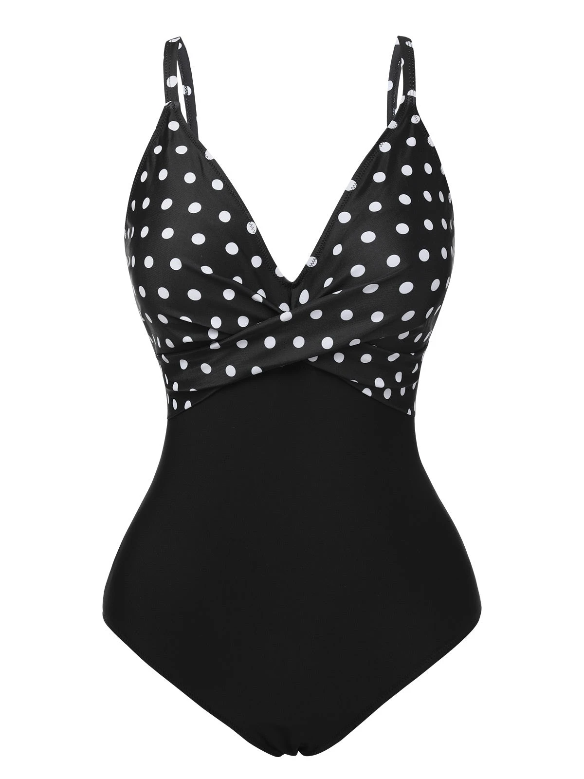 Black 1930s Polka Dots One-Piece Swimsuit 3 Black 1930s Polka Dots One-Piece Swimsuit