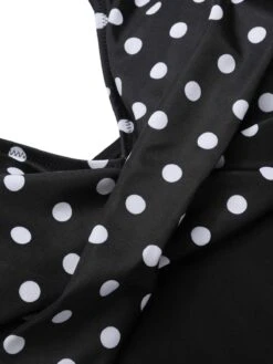 Black 1930s Polka Dots One-Piece Swimsuit 9 Black 1930s Polka Dots One-Piece Swimsuit -Women's Fashion Sales SCXL000645 1 4