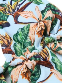 Blue 1960s Plants Back Tie Ruffles Swimsuit -Women's Fashion Sales SCXL000649 1 4