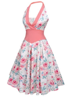 Pink 1950s Halter Floral Swing Dress -Women's Fashion Sales SVC016063 2 a528b10b 2617 46c7 ab9e 51a88a864f89